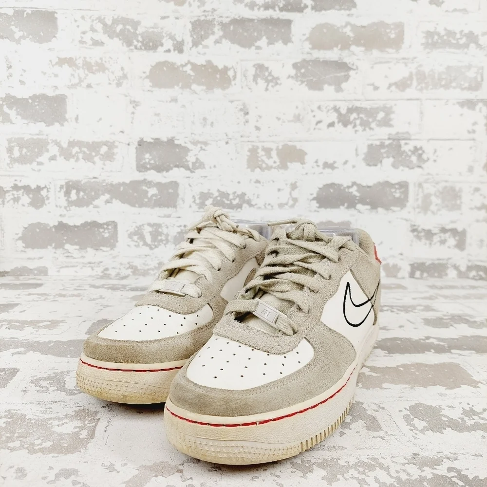 Nike Air Force 1 LV8 S50 Light Stone University Red Athleisure Sneakers W292 - Picture 2 of 10